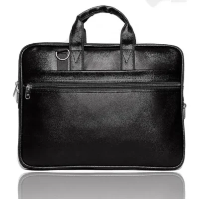 Laptop Carry Handle Bag Black (Leather ) with Keyboard Protective Film, Mouse-Pad